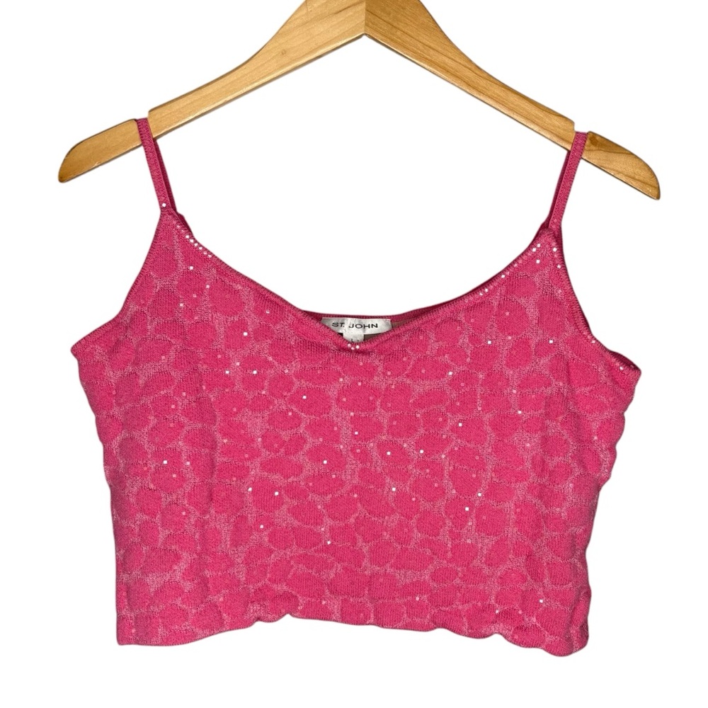 St. John crop camisole tank top Pink sequin bling  Sleeveless Fitted size large